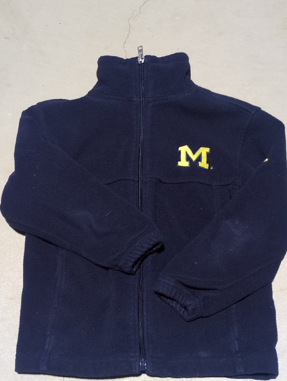 Adidas Navy Kids Michigan Fleece Jacket with Yellow 'M' Logo Size MEDIUM